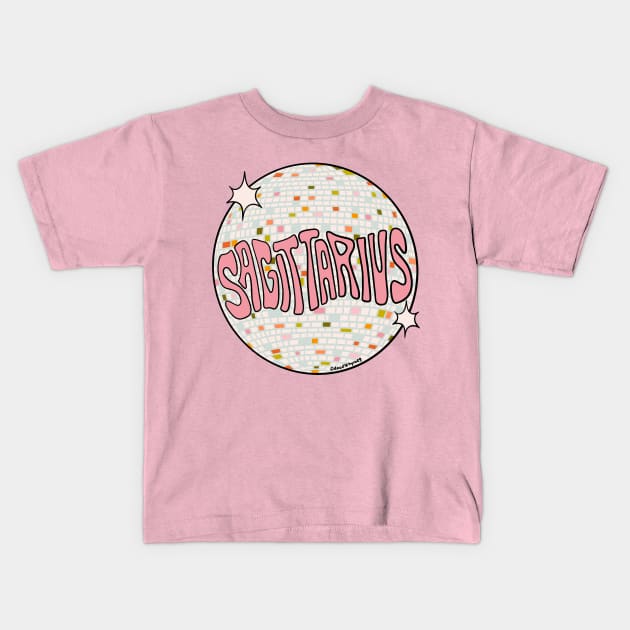 Sagittarius Disco Ball Kids T-Shirt by Doodle by Meg